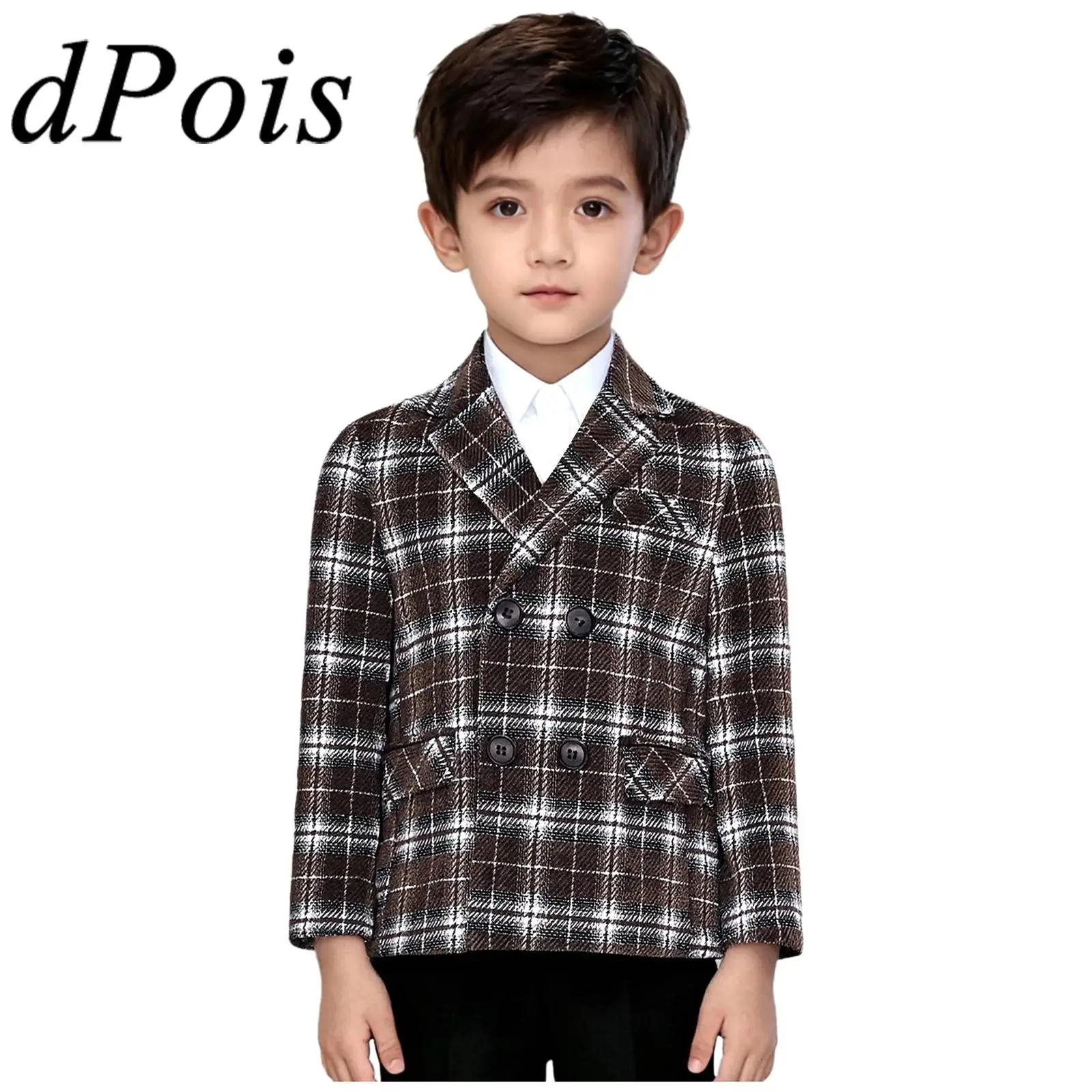 Giacca scozzese per bambini in stile britannico Giacca scozzese con risvolto doppiopetto Giacche Uniformi scolastiche per prestazioni Cappotti Capispalla per ragazzo