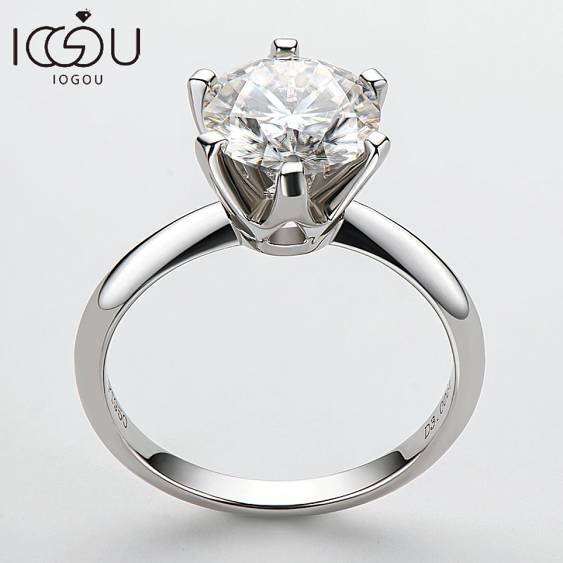 

IOGOU 2023 Women's Engagement Ring 3 Carat Mosanite Solitaire Ring White Gold GRA Certificate 925 Sterling Silver Luxury Jewelry