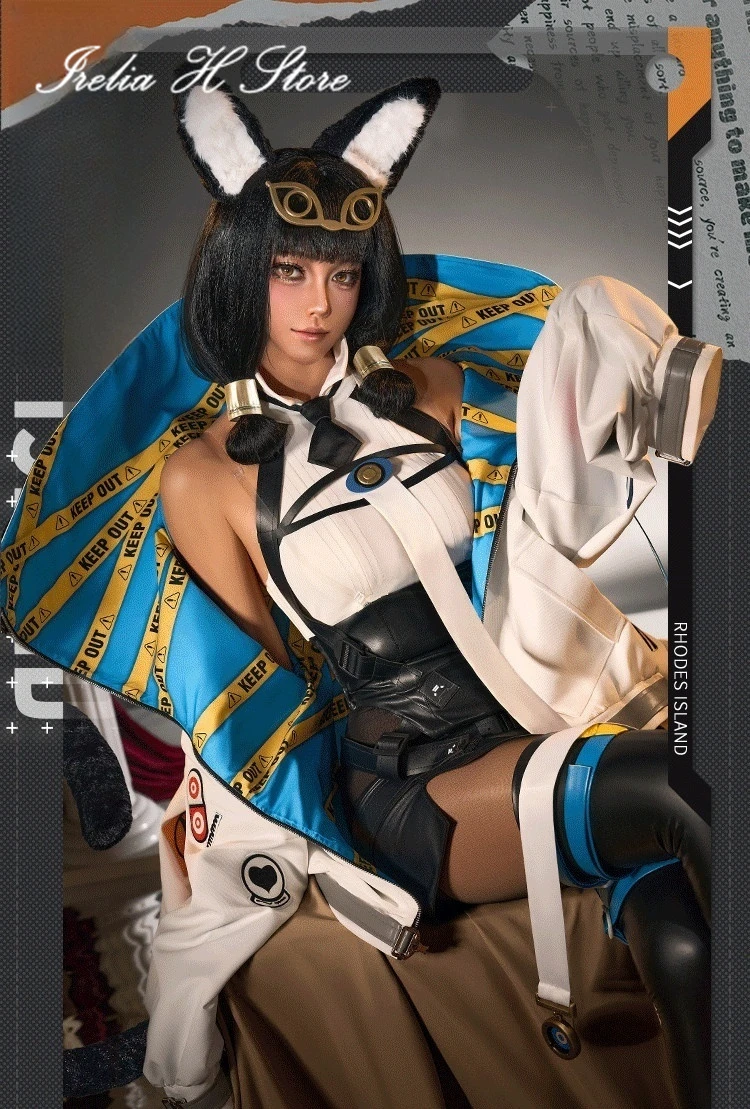 

illusional Arknight Titi Cosplay Costume Game Titi U Sexy Jumpsuit coat Halloween Costumes Female