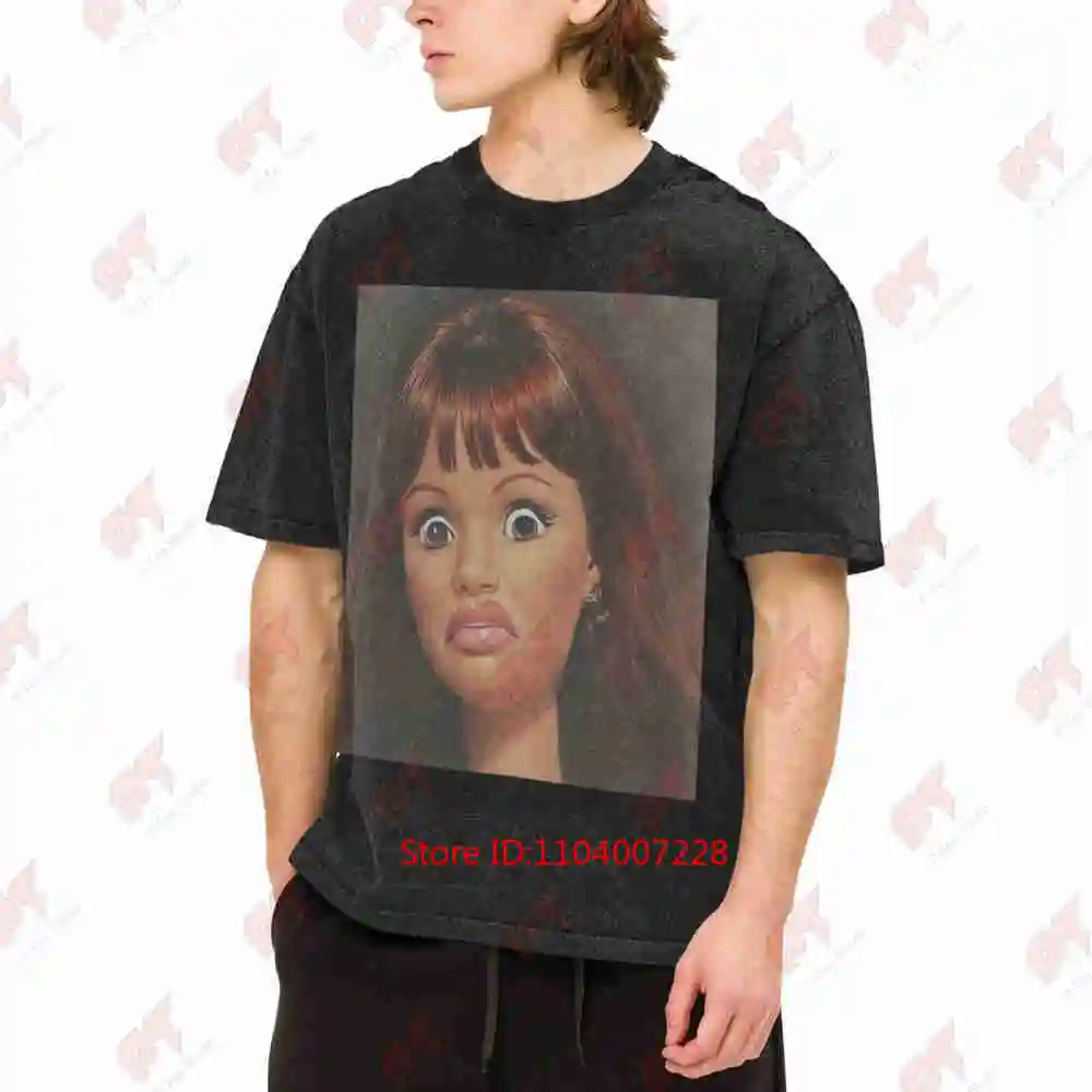 Surprise Doll Face Kawaii Vintage Washed Tee Pure Cotton T-Shirt