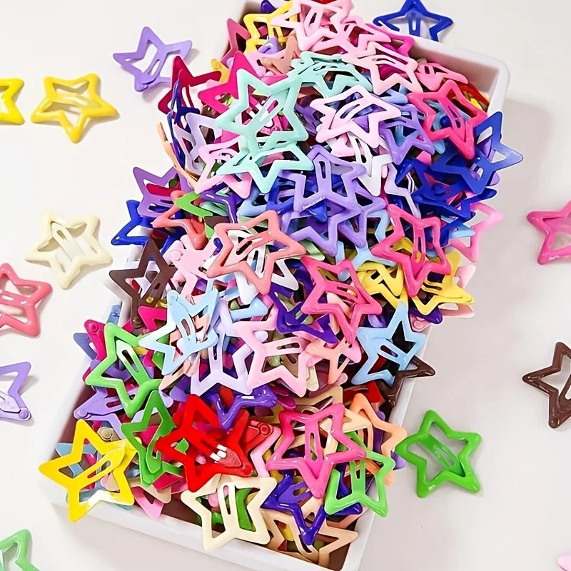 10/20/30/40/50 Pieces of the Star Design Dopamine Color Cute Sweet Girl Colorful Hairpin | Back-to-School Season Accessories