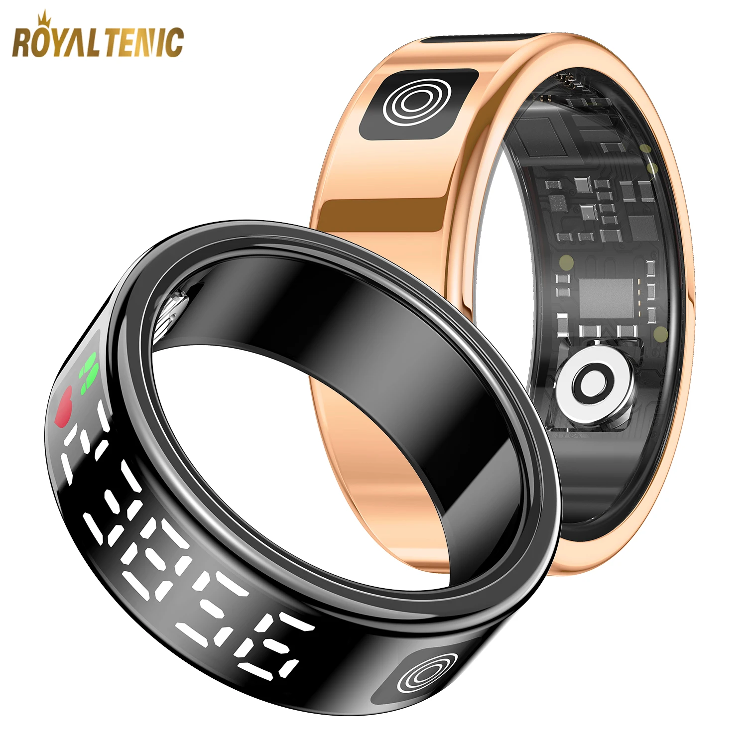 New SR08 Smart Ring LED Display Screen Heart Rate Sleeping Sports Modes Health Monitoring Men Women Stainless steel Sports Ring