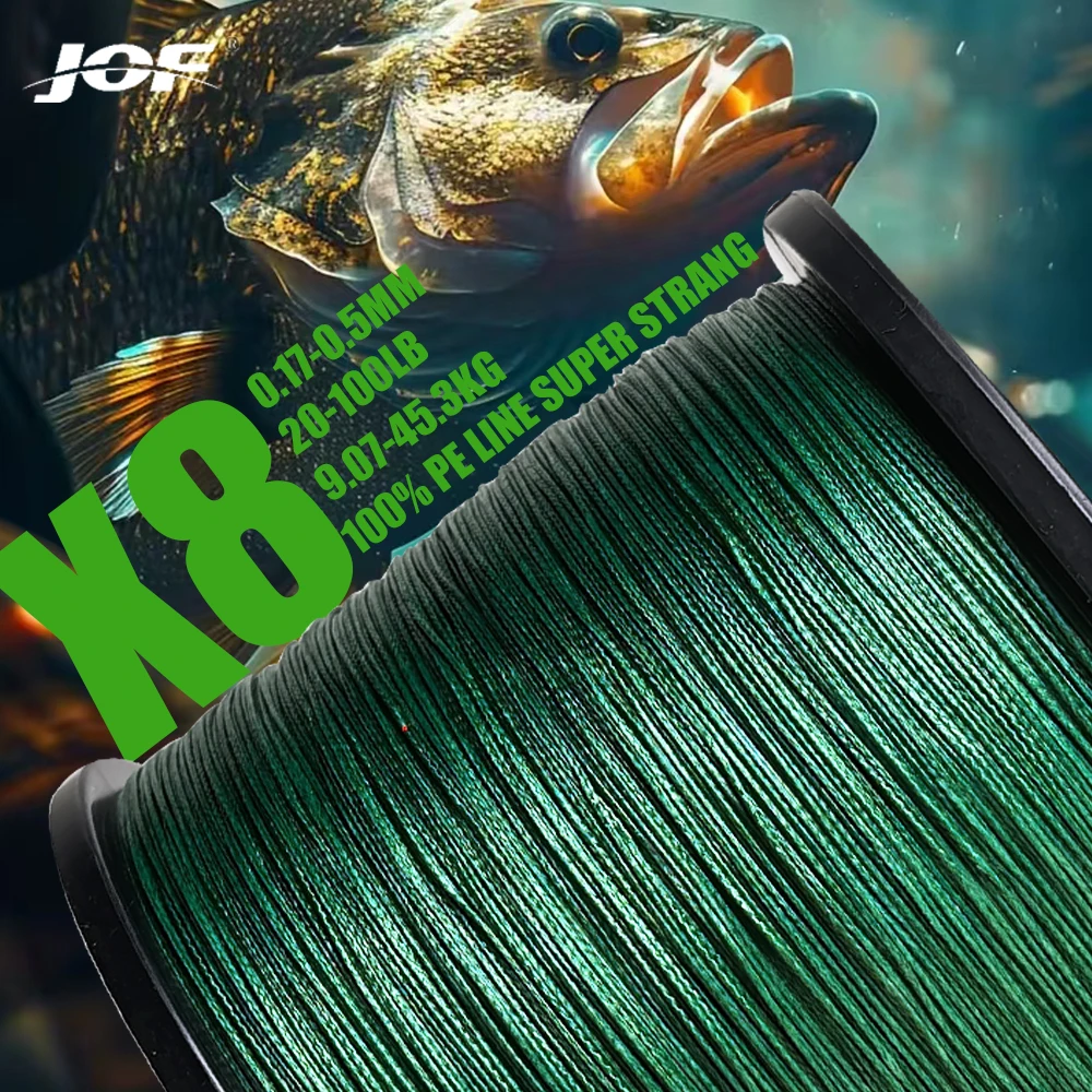 JOF Multicolor 8 Strands 300M 500M 1000M PE Braid Fishing Line Sea Saltwater Fishing Weave 100% SuperPower
