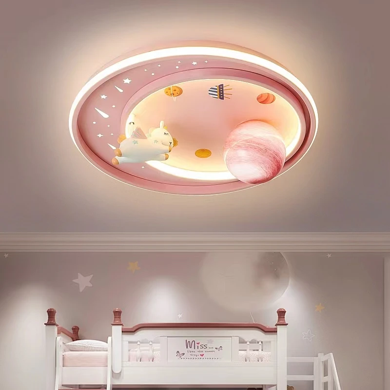 Cute Pink Pegasus Lamp Children's Room Ceiling Lamps Modern Warm Romantic Princess Room Boy Girl Bedroom Decor Ceiling Lights