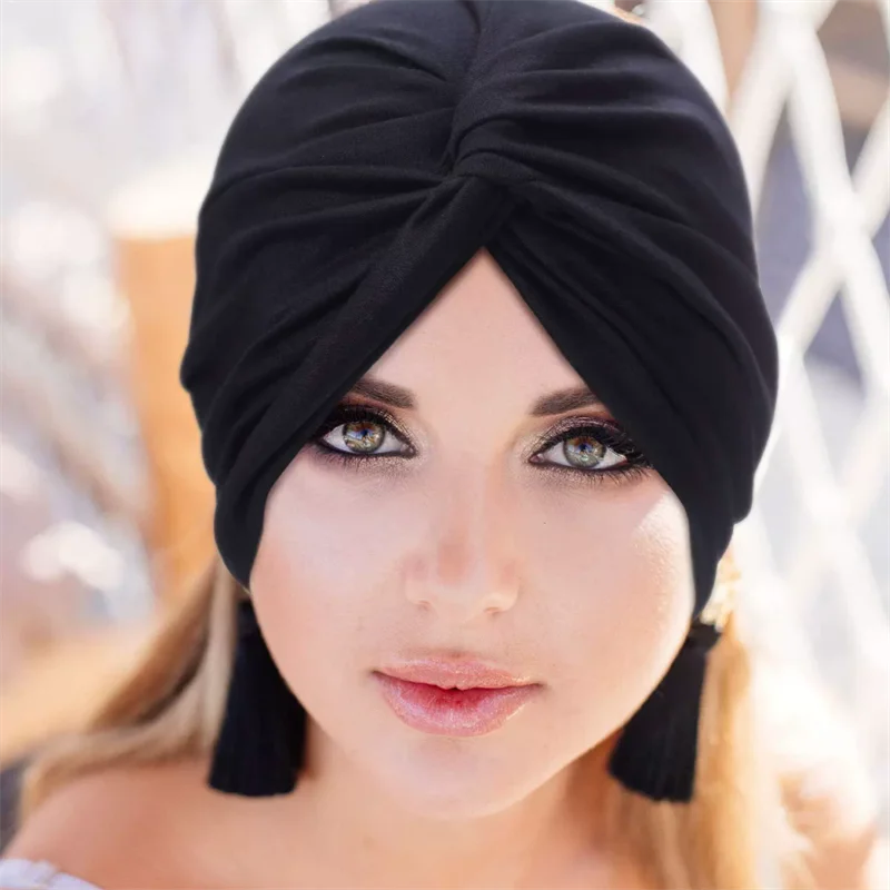 

Двухслойные хлопковые шапки-тюрбаны с крестом для женщин, платок, капот Femme Musulman, индийская шляпа, повязки на голову, Turbante Mejur