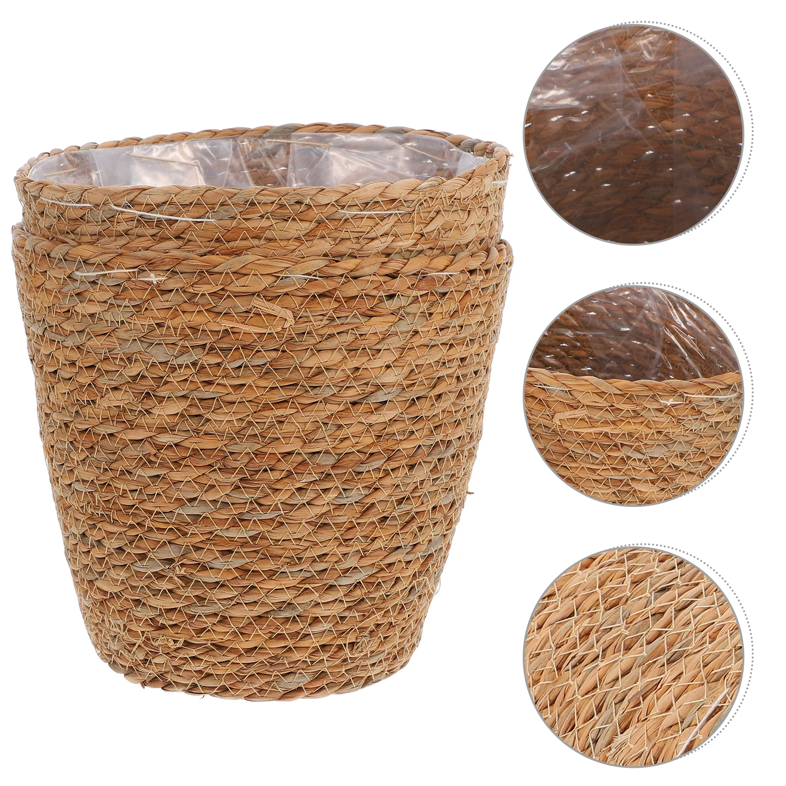 

2pcs Seagrass Plant Containers Woven Flower Pot Cover Durable Storage Basket For Home Garden Decor Straw Planter Organizer