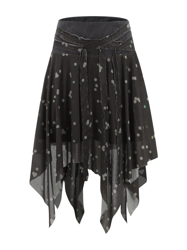 

Панк-юбка в горошек асимметричного кроя в стиле рок-н-ролл, хлопковая, для повседневной носки, А-силуэт, для молодых женщин