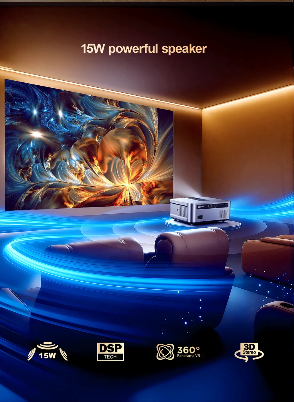 ThundeaL 4K Full HD 1080P Projector TD98 Mini Portable Android WiFi Multimedia TD98Mini Home Theater Cinema LED Beam Projector