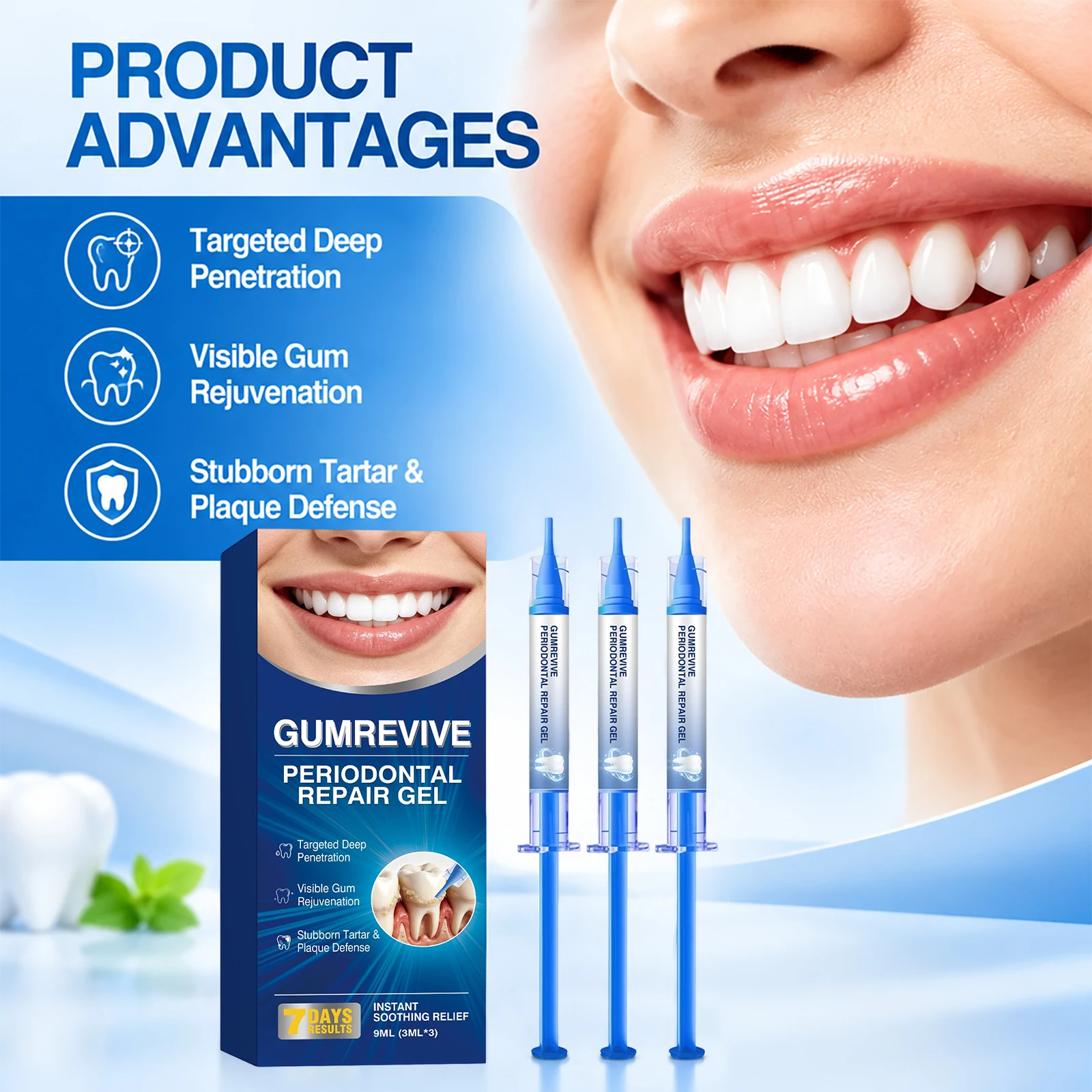 Gumrevive Periodontal Repair Gel Deep Cleaning Strengthening Gum Pain Sensitivity Relief Fresh Breath Cooling Soothing Oral Care
