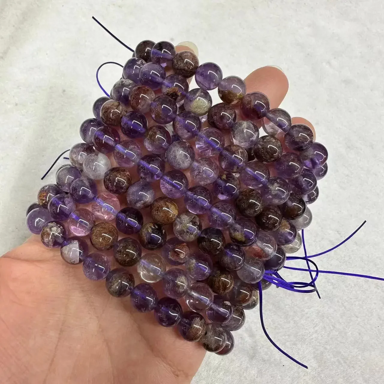 Natural Cacoxenite Amethyst / Purple Rutilated Quartz Stone Bracelets Simple Energy Stone Bracelet Academic Magnetic Jewelry