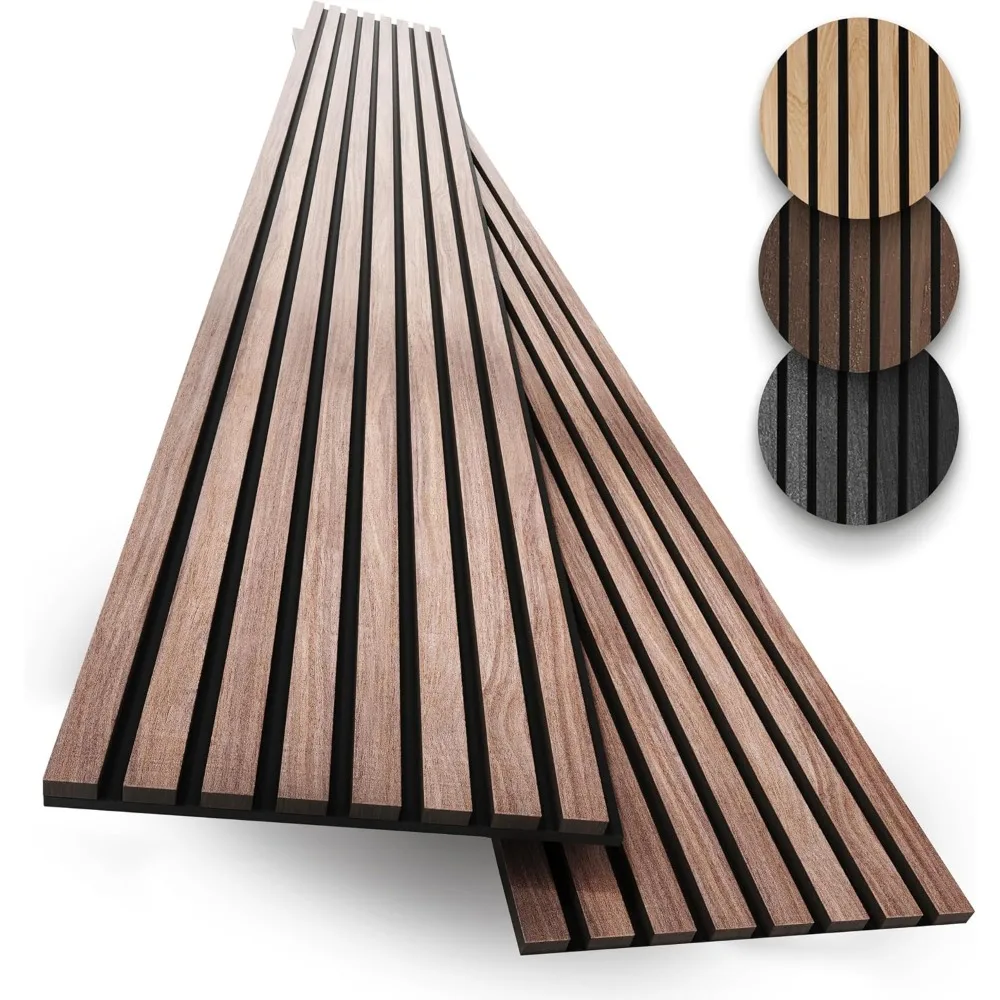 Par de Paneles Acústicos de Listones de Madera para Paredes Interiores