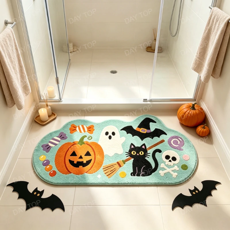 vikama-cloud-shaped-halloween-bath-mat-soft-absorbent-rug-pumpkin-ghost-black-cat-witch-hat-skull-candy-print-non-slip-floor-mat