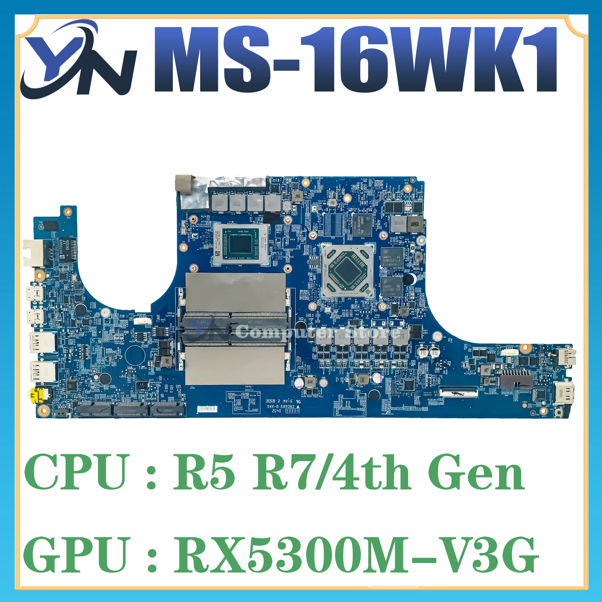 

MS-16WK1 Laptop Motherboard For MSI MS-16WK BRAVO 15 A4DDR R5-4600H R7-4800H RX5300M-3G RX5500-4G Mainboard 100% Test OK