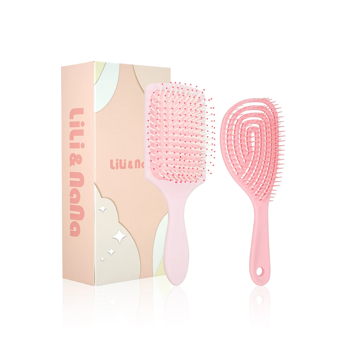 

Комбинированный набор розовых щеток для волос, 2 стиля, мягкая щетина для легкой распутывания и ежедневной укладки волос