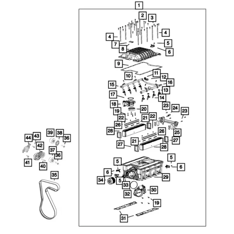 สายพานขับซุปเปอร์ชาร์จเจอร์ F-T สำหรับรถดอดจ์ แรม 1500 ดีที 6.2 ลิตร ปี 2021-2023 68519480AA 10PK1470