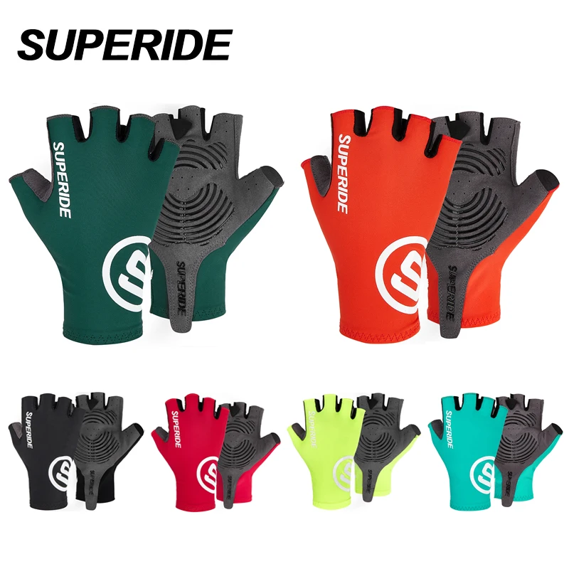 SUPERIDE Moisture Wicking Half Finger Cycling Gloves Men Women Road Bike Mountain Bike Gloves Gel Padded MTB Bicycle Gloves