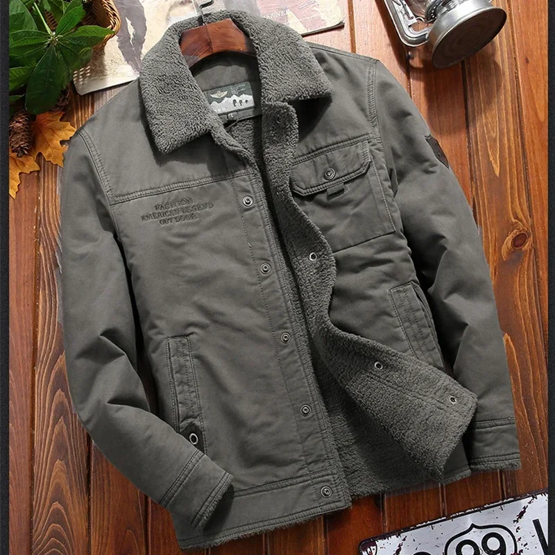 

Winter Thick Warm Male Parkas Retro Mens Winter Jackets Fur Collar Coats Outerwear Clothing Fleece WorkJacket Men's Windbreaker