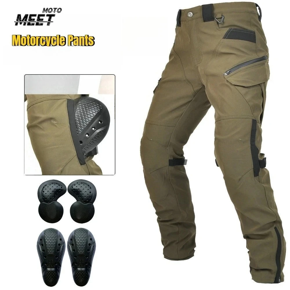 Motorcycle Pants Windproof Four Season Double-layer Breathable High-waisted Moto Riding Pants Anti-drop Pants for Men