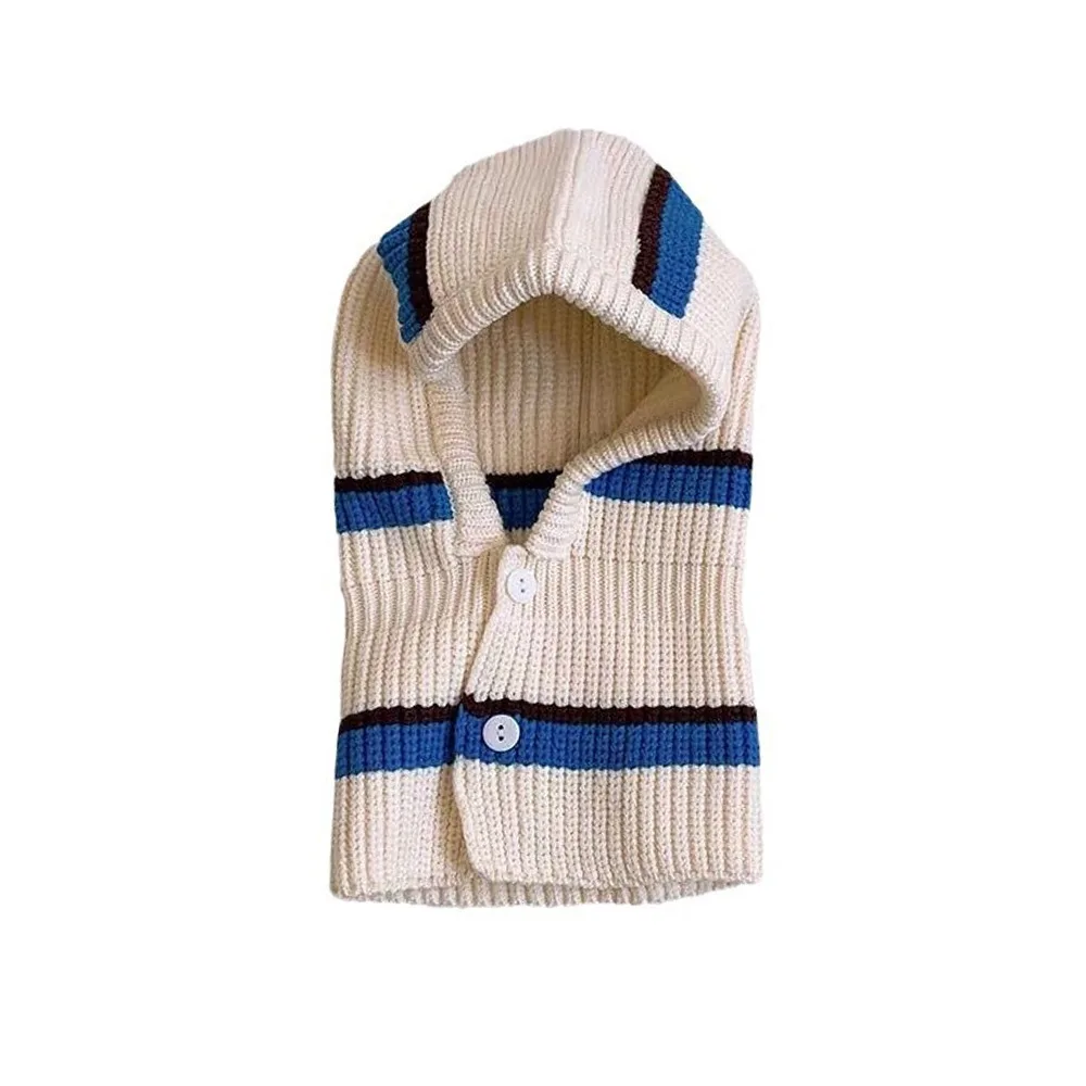 

Мягкая красочная полосатая шапка-балаклава, зимняя теплая ветрозащитная вязаная шапка, шарф, эластичные шапки для защиты ушей