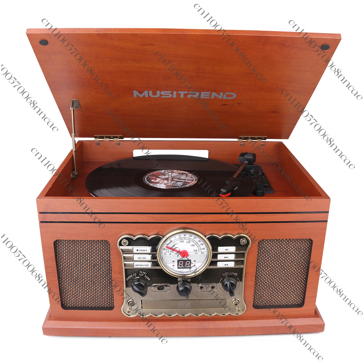 Hot Sale Factory Supply Multi Audio Retro Gramophone Vinyl Turntable Record Player with Bluetooth CD USB Cassette Player
