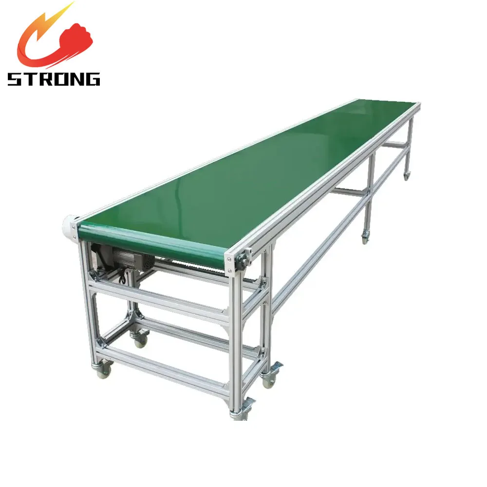 High Quality Pvc Belt Conveyor With Adjustable Speed And Height PVC Green Flat Belt Conveyor With Customized Dimensions