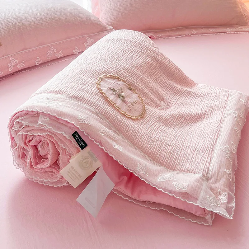 Wrinkled Gauze Washed Summer Quilt Breathable And Cool Quilt Single Double Size Bed Cover Soy Fiber Thin Quilt