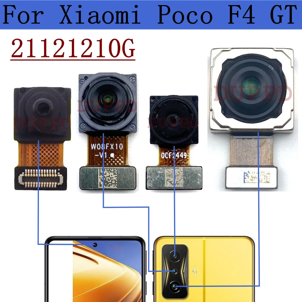 

Передняя задняя камера для Xiaomi Poco F4 GT F4GT 21121210G Фронтальная селфи Широкоугольная основная задняя камера Гибкий кабель