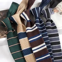 Striped Knitted Neckties For Men Narrow Retro Knitting Neck Tie Korean Style Casual Cravat Shirts Accessories Suit Neckwear 3