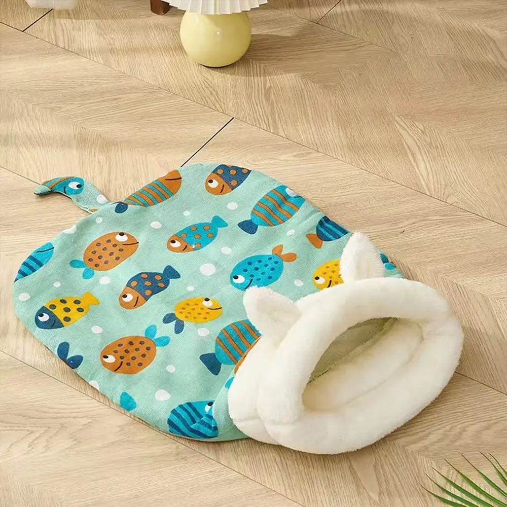 Comfortable Pet Snuggle Sack Cat Sleeping Bag Fleece Cotton With Ears Sleeping Bag Nest Pet Supplies Winter Cat Bed Cave