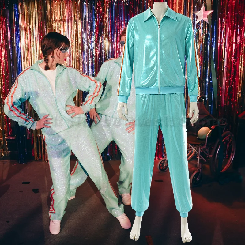 Erwachsenen-Kostüm im 80er-Jahre-Stil mit Pailletten und Metallic-Effekt für Hip-Hop-Tanz, Domhnall-Halloween-Kostüm, Musikvideo, Opalit-Taylor-Grüner Trainingsanzug, Cosplay-Kostüme