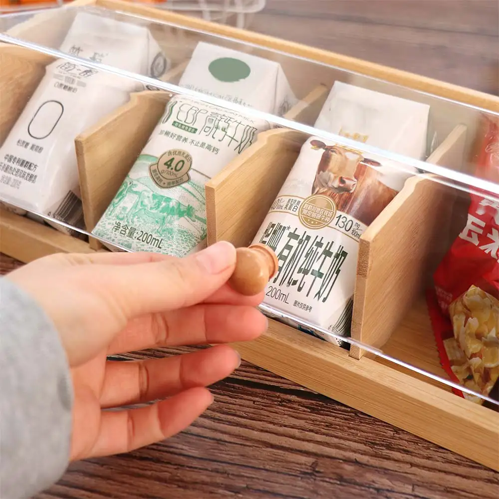 

5 Slots Tea Bag Storage Organizer Bamboo Handmade Coffee Capsule Storage Box Transparent Portable Desktop Sundries Organizer