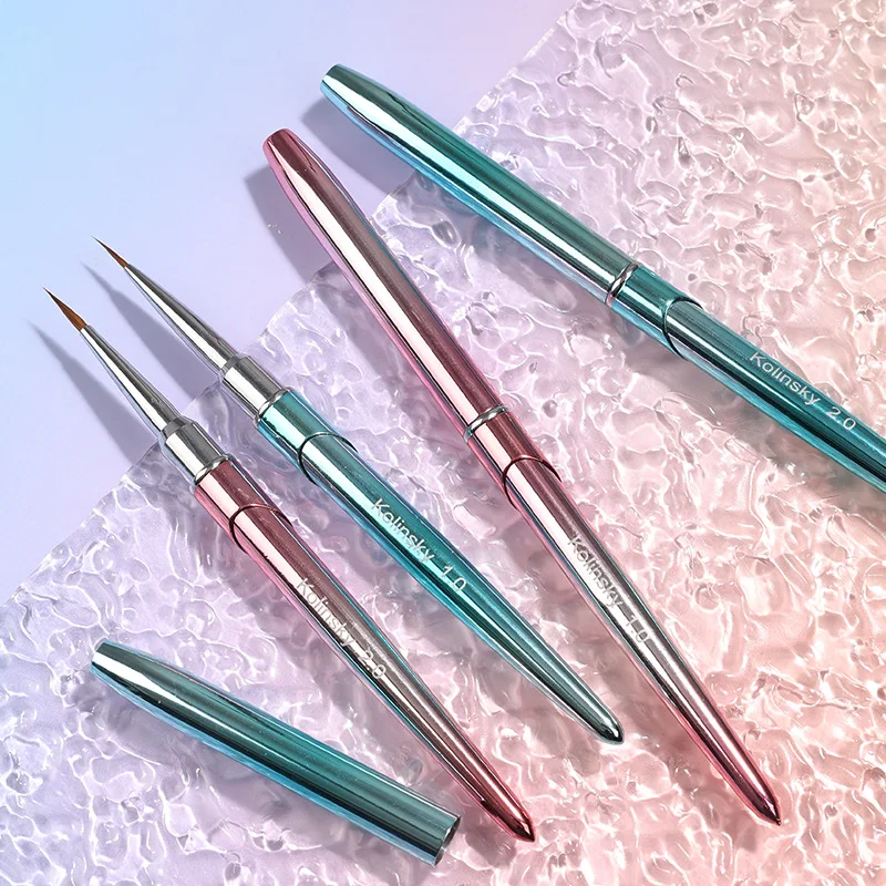 1/4 قطعة مقبض معدني كولينسكي مسمار بطانة فرشاة مسمار اللوحة القلم أكريليك الأشعة فوق البنفسجية هلام فرش كريستال مانيكير أداة فرشاة الأظافر #5