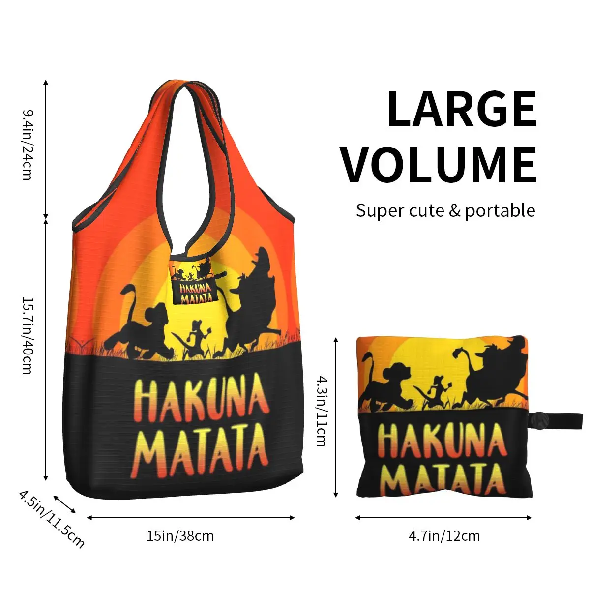 Personalizzato The Lion King Shopping Bag donna portatile di grande capacità generi alimentari Hakuna Matata Tote Shopper Bags