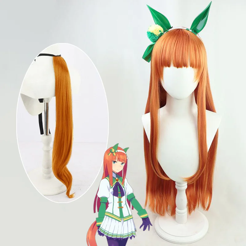 

Game Umamusume Pretty Derby Silence Suzuka Cosplay Wig Orange Hair Ears Tail Heat Resistant Synthetic Halloween Carnival Prop