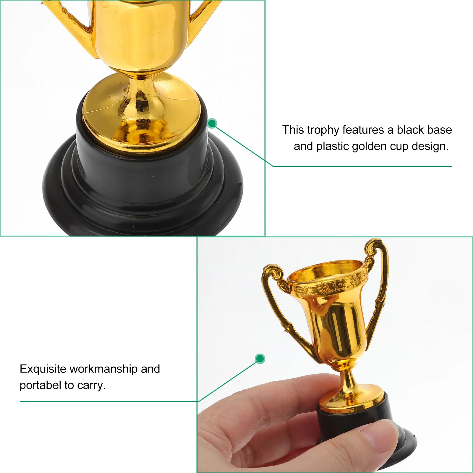 20 Pcs Mini Trophy Plastic Toys Popular Kids Reward Prizes Puzzle Trophies Golden