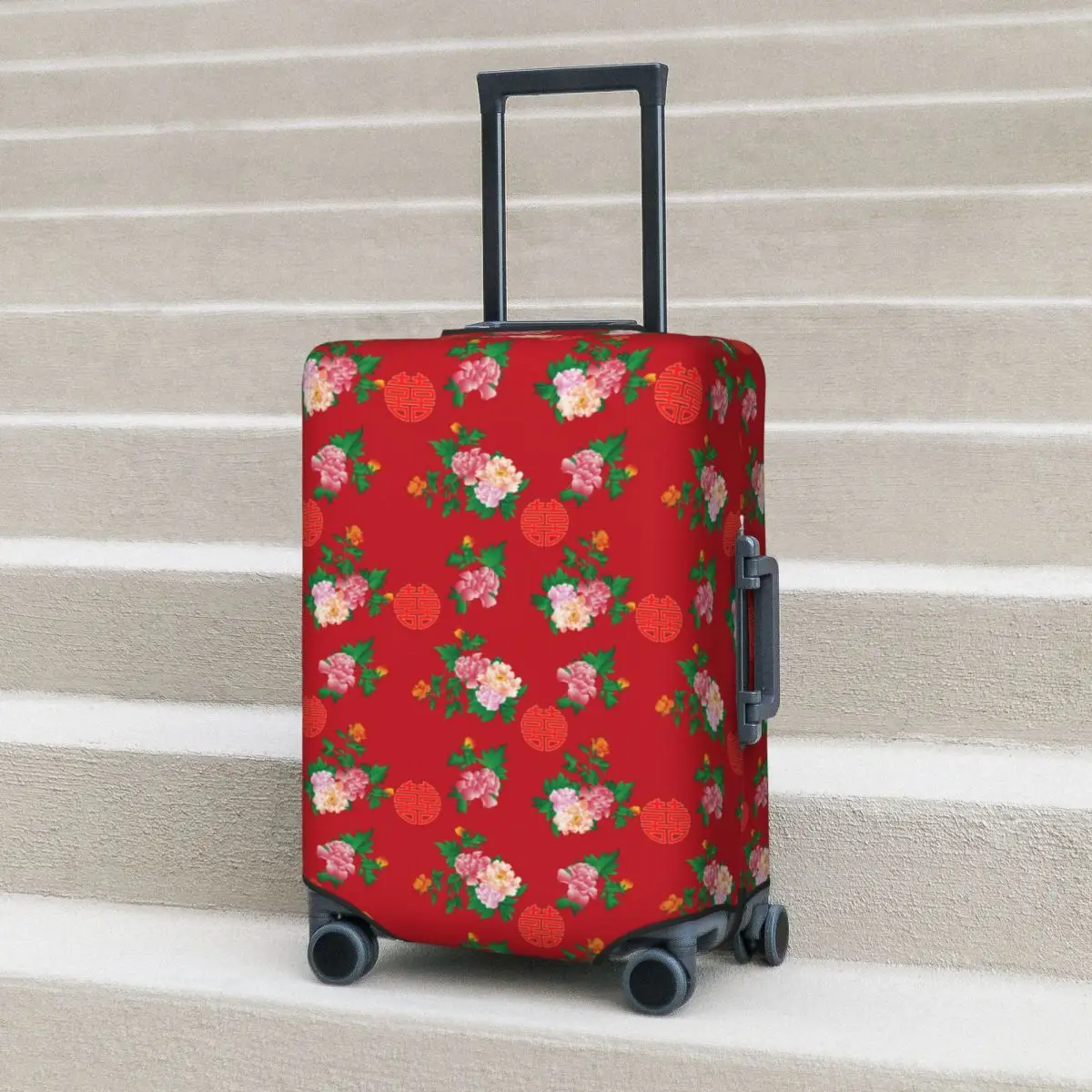 

Chinese Style Suitcase Cover Northeast Large Flower Cruise Trip Protection Flight Practical Luggage Accesories