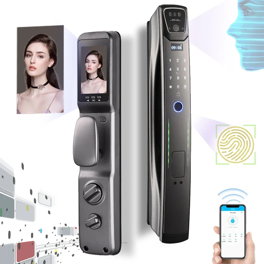 Elock-cerradura electrónica digital ES262D para puerta, dispositivo de cierre con contraseña, 3D reconocimiento facial, cámara wifi, inteligente