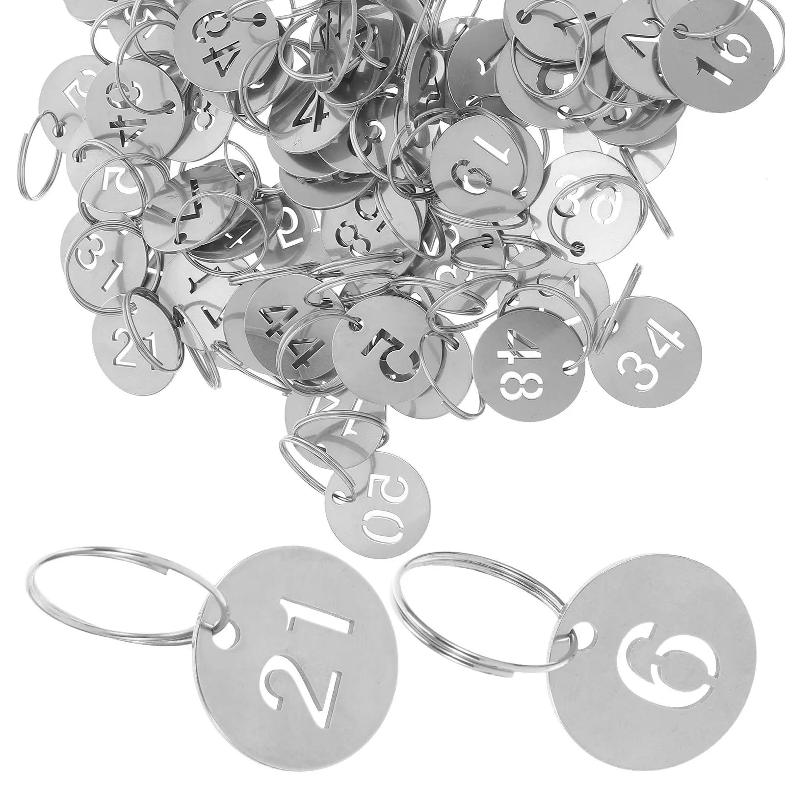 60Pcs Metal Number Tags Stainless Steel Hollow Round Key Tags for Locker Keys Organization Event Participant Id Numbered Markers