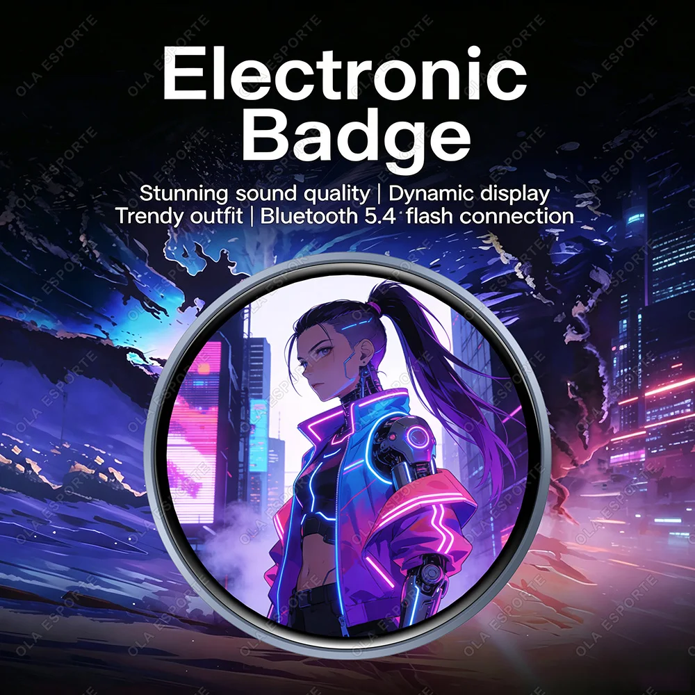 For E-Badge HD Dynamic Display Smart Pin For E-Badge Bluetooth Anime Digital Pin with App Control for Photos & Animations Bw01 ﻿