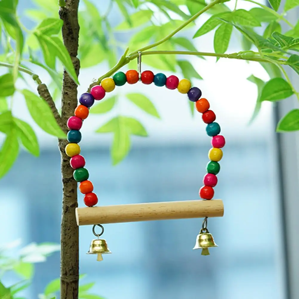 Wood Parrot Bird Chew Toy Cotton Rope Bite Bridge Birds Tearing Accessories Training Toys Swings Hang Cockatiels Cage Suppl O4V5