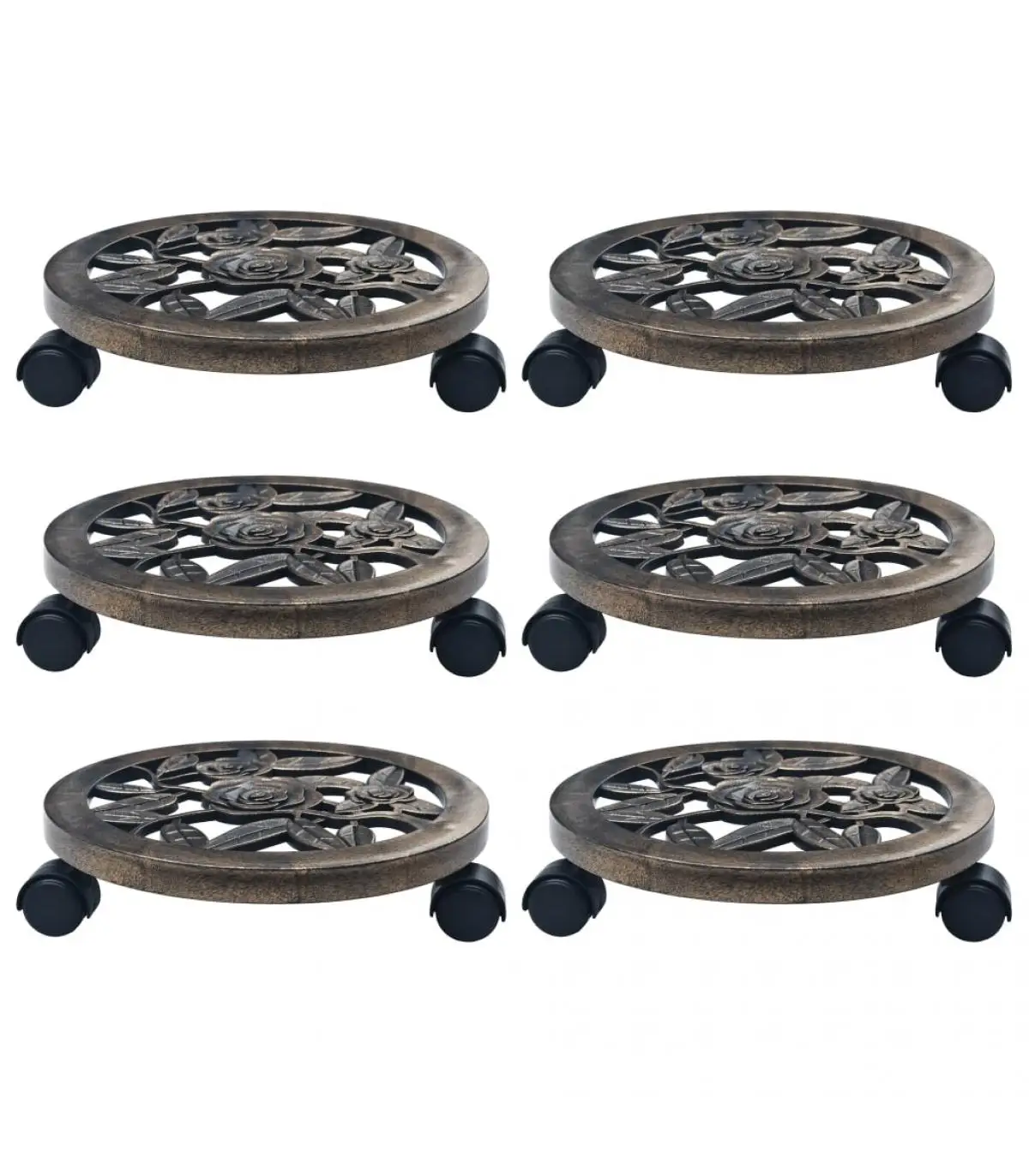 6 Pcts Plastic Bronze 30 cm Plant Wheel Holder