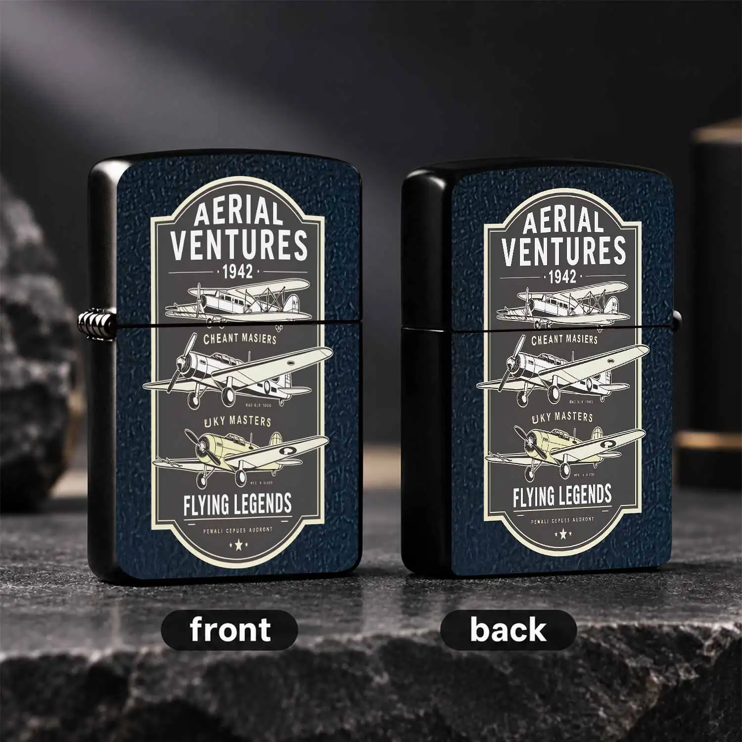 Vintage 1942 Aerial Ventures Flying Legends Lighter Retro Aircraft Pattern Decor Portable Stylish Souvenir Gift For Daily Use Collectible Multi-Scenario Practical Present For Aviation Enthusiasts A Humorous And Interesting Lighter
