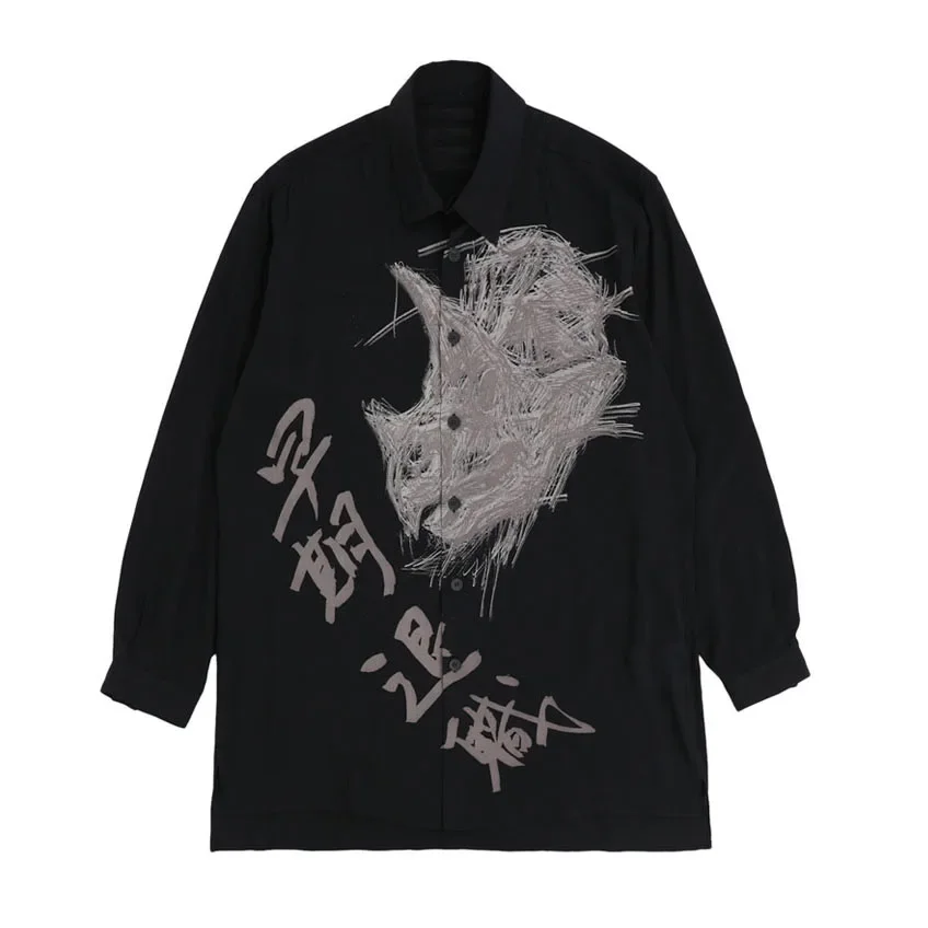 قميص طويل مطبوع من يوجي أوك. يوجي أواك قميص طويل مطبوع