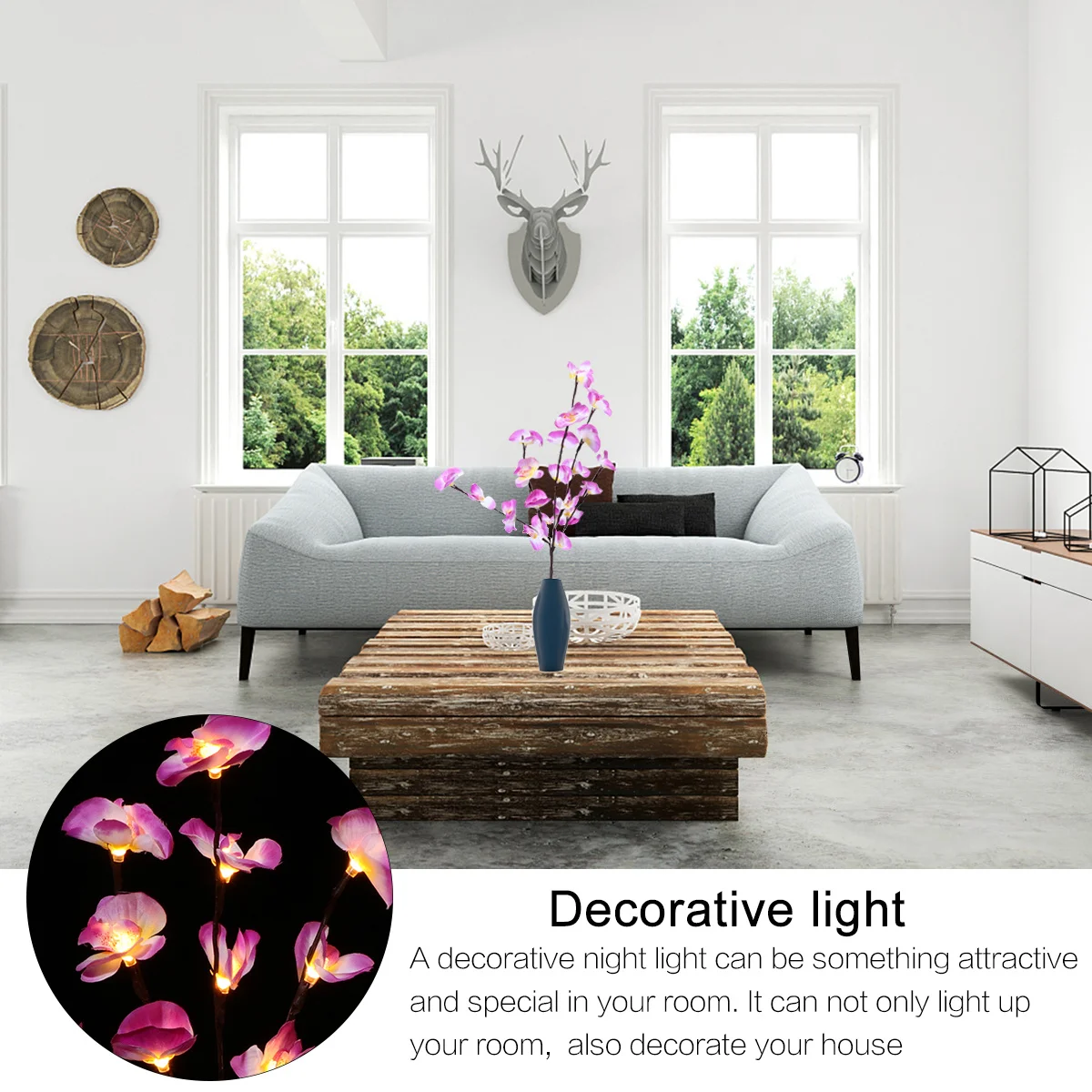 

1Pcs Simulation Phalaenopsis Branches LED Night Light Creative Decorative Flower Lamp for Home Bedroom Party Store Festive Use