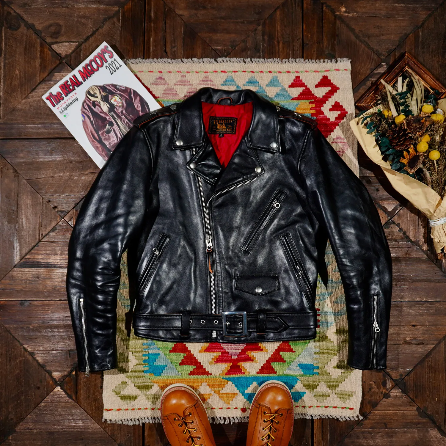 Ma Long Brando Slash Short Tea Core Horse Leather 613 Motorcycle Jacket Classic Replica Toys McCoy