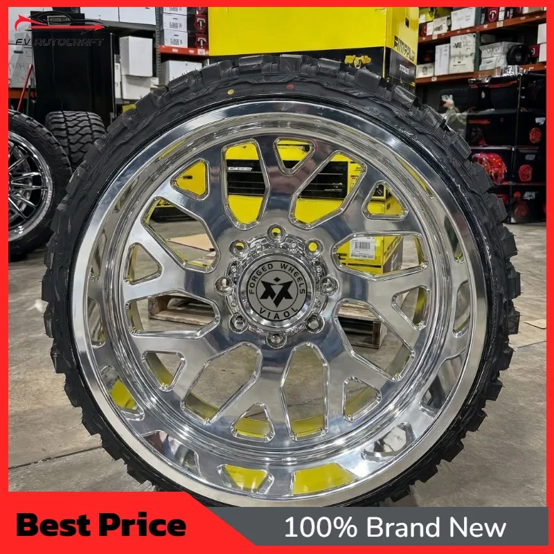 【2026】Viaol Monoblock Forged Super Single Wheels 24x14J ET-76 26x16J ET-101 8x170 Full Polished Geometric Rims Fit For Ford F250
