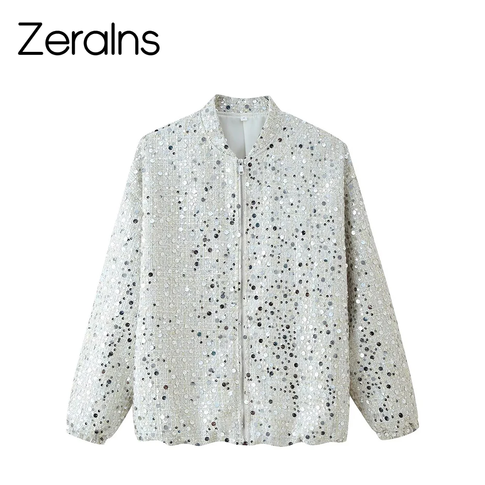 

ZERAINS Autumn new women's clothing fashion versatile temperament casual daily long sleeved sequined jacket jacket