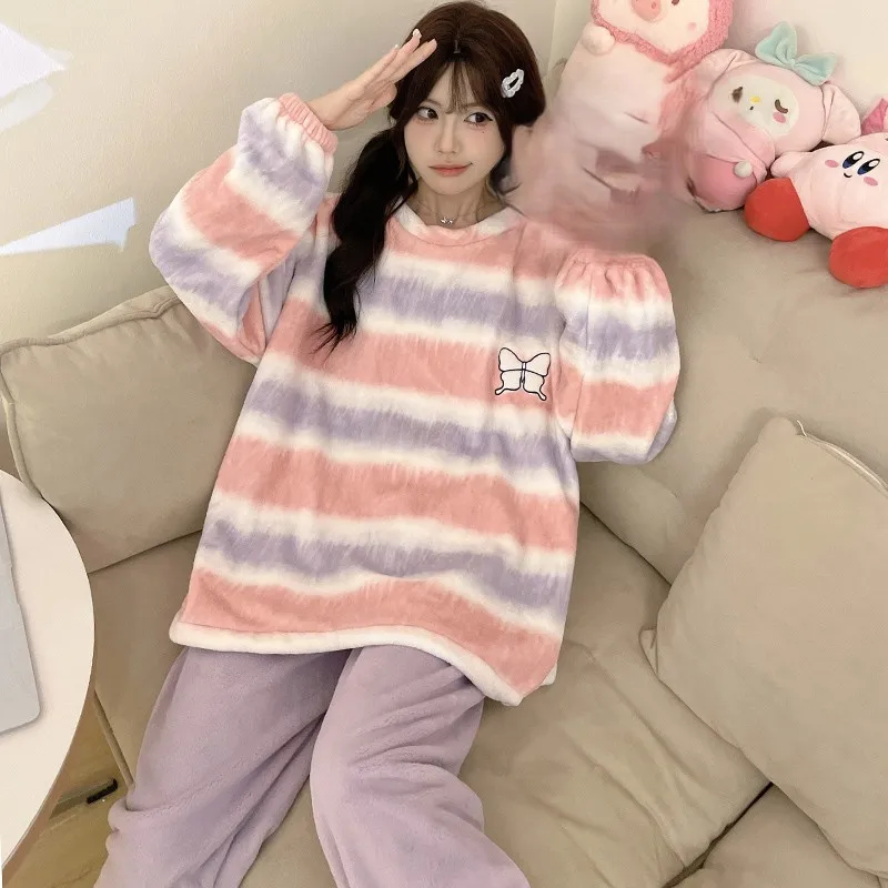 

Pajama Sets Easter Women Velvet Slim Sleepwear Tropical Girlfriend Breathable Lovely Crew Neck Short Sleeve Capri All Season Ins