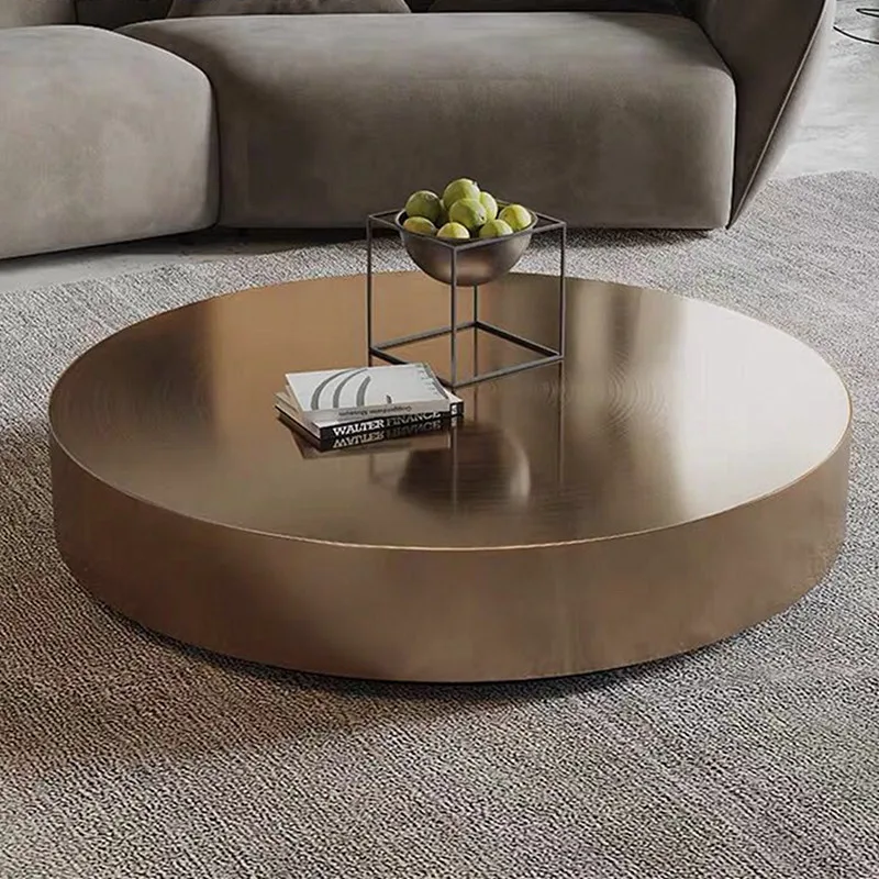 Nordic Stainless Tea Table Steel Circular Coffee Light Luxury Table Simple Postmodern Living Room Coffee Designer Furniture