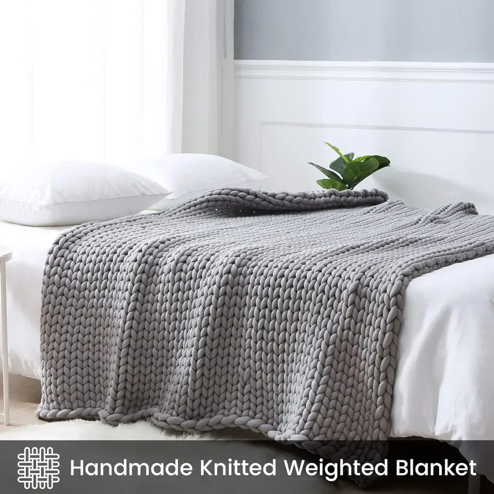 Knitted Weighted Blanket 60''x80''15 Pounds Warm Winter Blankets for Beds Suit for Adults(Grey) Sofa Blankets and Throws Throw &